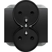 Gniazdka elektryczne - Gniazdo Onyx podwójne z uziemieniem czarny mat - miniaturka - grafika 1