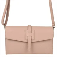 Torebki damskie - Vera Pelle mała skórzana listonoszka róż pudrowy - miniaturka - grafika 1