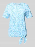 Koszulki i topy damskie - T-shirt o kroju regular fit z wiązanym detalem - miniaturka - grafika 1
