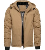 Kurtki męskie - Kurtka zimowa męska beżowa z odczepianym kapturem Recea - miniaturka - grafika 1