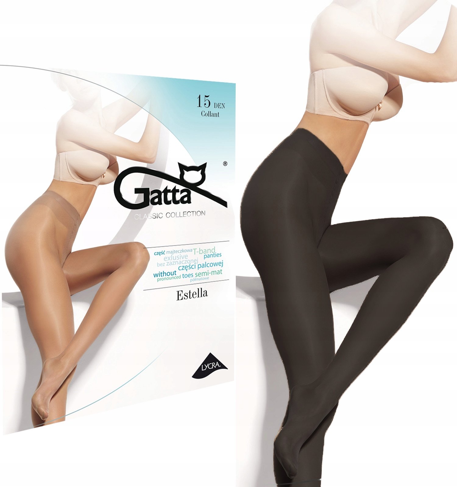 Rajstopy Gatta Estella 15 Den lycra 3-M nero