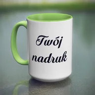 Kubki - Duży kubek XXL z jasnozielonym wnętrzem i uszkiem z Twoim nadrukiem - miniaturka - grafika 1