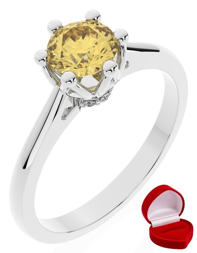 ZŁOTY PIERŚCIONEK ZARĘCZYNOWY 585 14k SZAFIR 0,50 ct BIAŁE ZŁOTO R15
