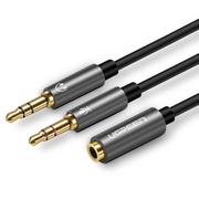 Kable - UGREEN Rozdzielacz audio AUX słuchawki + mikrofon do kabel mini jack 3,5 mm, 28cm UGR233 - miniaturka - grafika 1