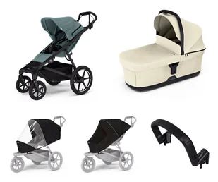 Wózek miejski Thule Urban Glide 4-wheel Mid blue + Bassinet Soft beige SET 5in1 - Wózki dziecięce - miniaturka - grafika 1