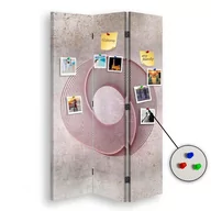 Parawany - Parawan pokojowy FEEBY, Abstrakcyjny okrąg różowy, Dwustronny PIN 110x170cm 3-częściowy - miniaturka - grafika 1