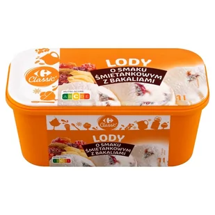 Carrefour Classic Lody o smaku śmietankowym z bakaliami 1 l - Lody i desery lodowe - miniaturka - grafika 1