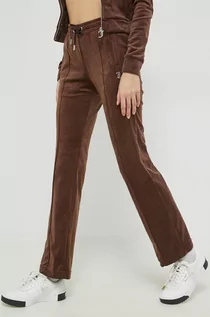 Spodnie damskie - Juicy Couture spodnie dresowe damskie kolor brązowy z aplikacją - grafika 1