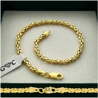 Bransolety męskie - ZŁOTA BRANSOLETKA MĘSKA 925/585 SREBRO SPLOT KRÓLEWSKI 23cm/2,8mm + Y - miniaturka - grafika 1