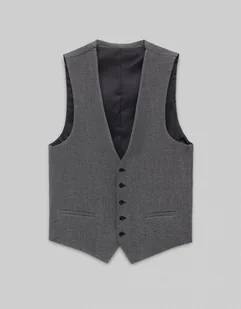 kamizelka do zestawu porcari szary slim fit - Kamizelki męskie - miniaturka - grafika 1
