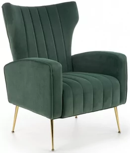 Fotel wypoczynkowy ciemna zieleń velvet VARIO złote nogi - Fotele - miniaturka - grafika 1