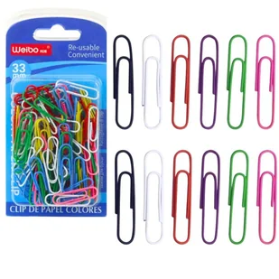 Leantoys Spinacze biurowe kolorowe 33mm 90szt - artykuł papierniczy - Spinacze i klipsy do papieru - miniaturka - grafika 1