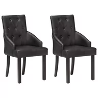 Krzesła - VidaXL Krzesła stołowe, 2 szt., czarne, naturalna kozia skóra 288290  VidaXL - miniaturka - grafika 1