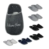 Kapcie damskie - Relaxdays Buty dla gości, 6 par, kapcie domowe, torba Welcome, rozmiary 36-45, filcowe pantofle, podeszwa antypoślizgowa, wielokolorowe - miniaturka - grafika 1