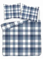 Pościel - Pościel satynowa 180x200 Granatowa kratka – stylowa i uniwersalna, 100% bawełna - Home Satin - miniaturka - grafika 1