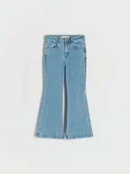 Spodnie i spodenki dla dziewczynek - Reserved - Jeansy flare high waist - niebieski - miniaturka - grafika 1