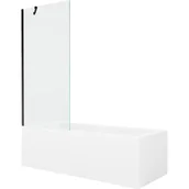 Wanny - Mexen Cubik wanna prostokątna 160 x 70 cm z obudową i parawanem 1-skrzydłowym 80 cm, transparent, czarny - miniaturka - grafika 1