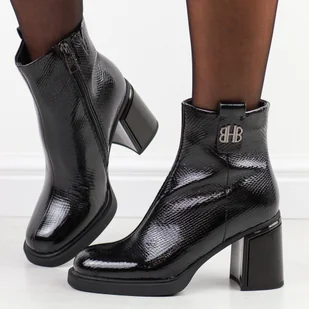 Czarne skórzane botki damskie na słupku Vinceza 670 - Botki damskie - miniaturka - grafika 1