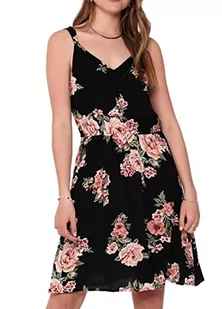 ONLY Sukienka damska bez rękawów, nadruk kwiatowy, Black/Orange Flowers, 38 - Sukienki - miniaturka - grafika 1