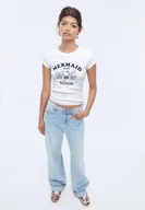 Koszulki i topy damskie - Stradivarius Dopasowana koszulka Hello Kitty Biały XS - miniaturka - grafika 1