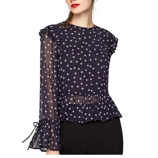 Bluzka damska Pepe Jeans Sisi sieteczkowa granatowa w kropki -S - Bluzki damskie - miniaturka - grafika 1