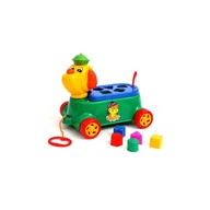 Zabawki interaktywne dla dzieci - LAZUR-MIX Pies edukacyjny z klockami do ciągania LAZUR - miniaturka - grafika 1