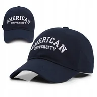 Czapki i chusty sportowe męskie - Czapka z daszkiem bejsbolówka AMERICAN bawełniana GRANATOWA Pako Jeans - miniaturka - grafika 1