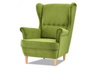 Fotele - Stylowy Fotel Typu Uszak Na Bukowych Nóżkach Malmo Zielony Mech - miniaturka - grafika 1
