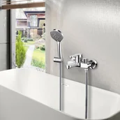 Baterie wannowe i prysznicowe - LOVHAUS Bateria wannowa z ręczną słuchawką prysznicową Mosiężna bateria prysznicowa z głowicą prysznicową 3 funkcje - miniaturka - grafika 1