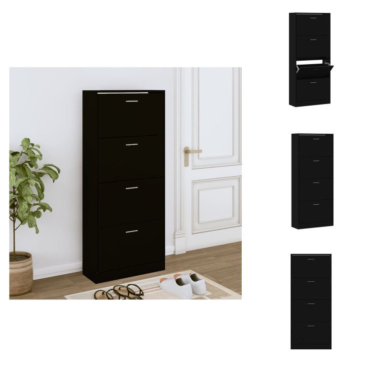 vidaXL Szafka na buty czarna 63x24x147 cm materiał drewnopochodny - Stojaki i szafki na buty