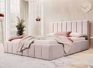 Łóżka - Łóżko tapicerowane z pojemnikiem SFG0116 | 160x200 | Welur | Beżowy #03 - miniaturka - grafika 1