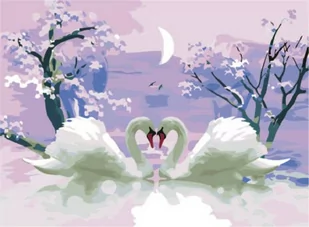Randka Łabędzi - Malowanie Po Numerach 40 X 30 - Malowanie po numerach - miniaturka - grafika 1