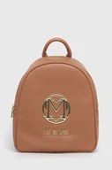 Plecaki - Love Moschino plecak damski kolor brązowy mały z aplikacją - miniaturka - grafika 1
