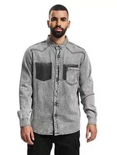 Koszule męskie - Urban Classics Męska koszula jeansowa z kieszeniami, szary (Grey Wash 01378), M - grafika 1