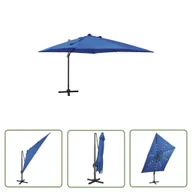 Parasole ogrodowe - The Living Store Parasol wiszący z LED i słupkiem - niebieski - 300 cm - Parasol Wiszący - miniaturka - grafika 1