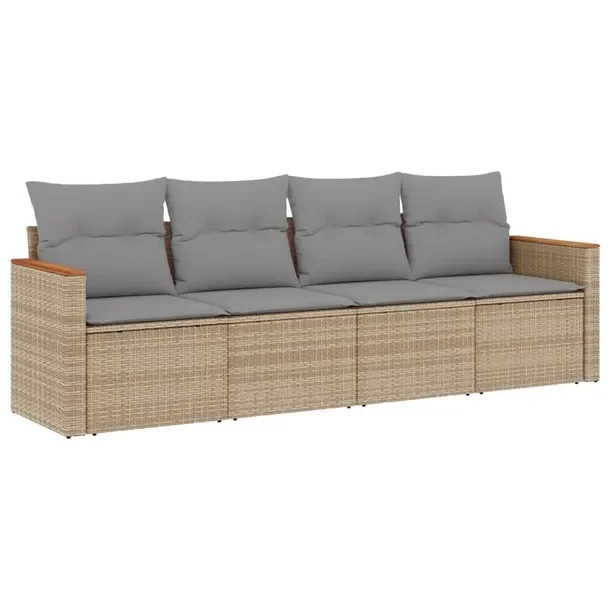 Zestaw wypoczynkowy rattan PE, kolor beżowy, 55x62x69cm