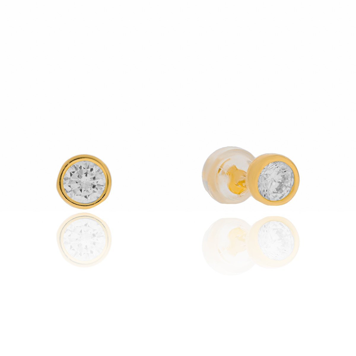 Srebrne pozłacane kolczyki okrągłe z cyrkoniami sztyfty pr. 925
