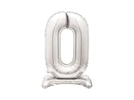 Balony i akcesoria - Balon foliowy stojący cyfra 0 srebrny - 76 cm - 1szt. - miniaturka - grafika 1