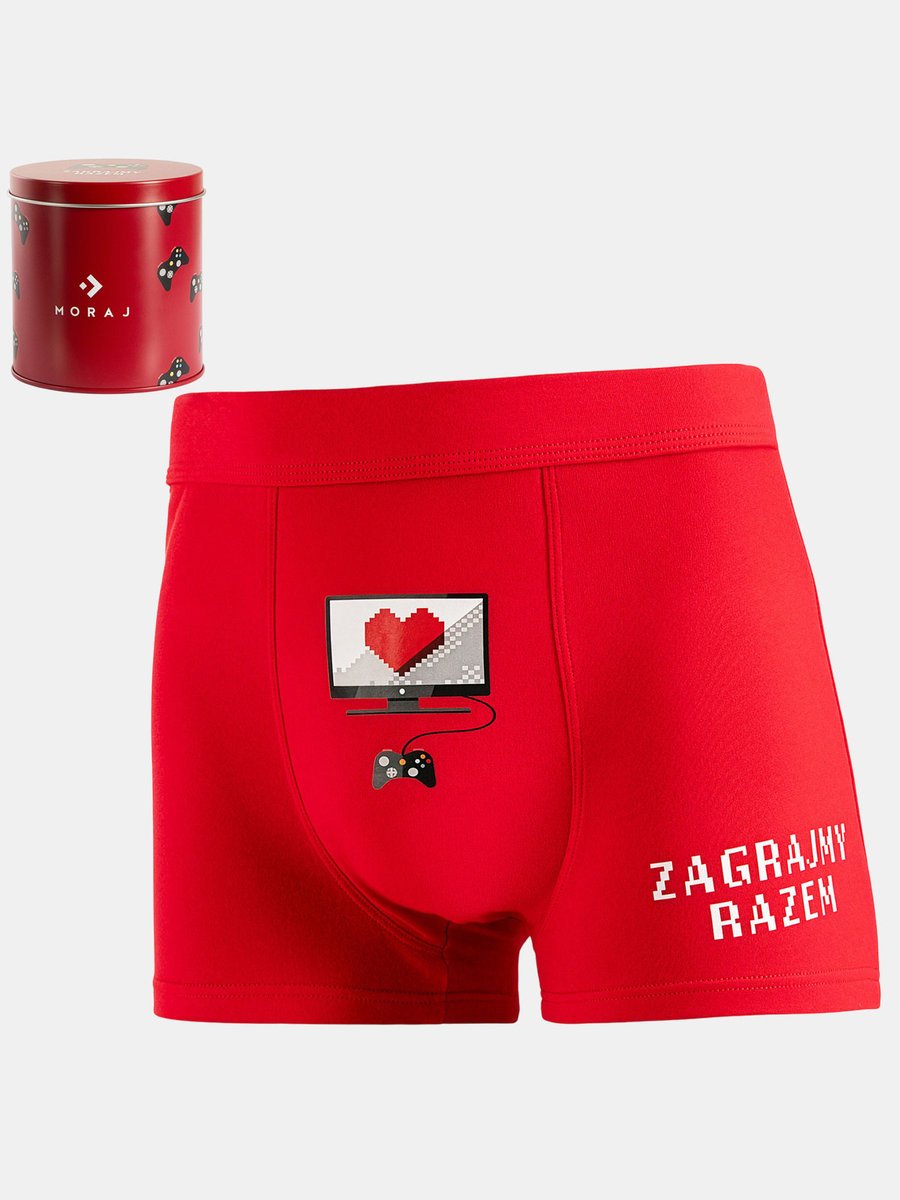 Bokserki walentynkowe w puszce 2XL czerwony