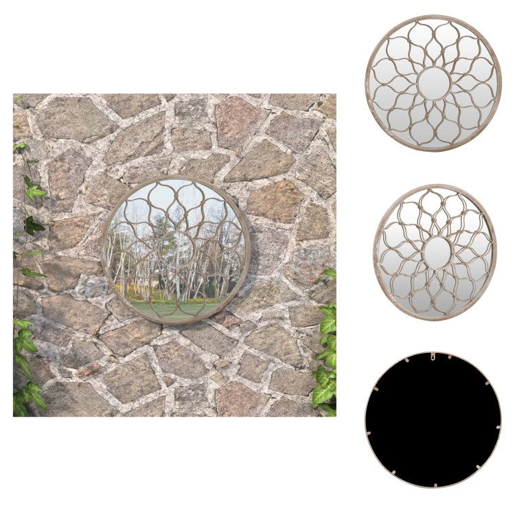 vidaXL Lustro ogrodowe piaskowe 40x3 cm żelazne okrągłe - Lustro