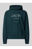 Bluzy męskie - Bluza z kapturem, nadrukiem z logo i kieszenią kangurką - CK Calvin Klein - miniaturka - grafika 1