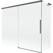 Parawany nawannowe - Mexen Rox L parawan nawannowy 2-skrzydłowy rozsuwany 180 + 80 x 150 cm, transparent, gun gray szczotkowany - 8C9L-180-080-66-00 - miniaturka - grafika 1