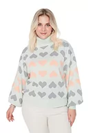 Swetry damskie - Trendyol Damska bluza z golfem w kształcie serca, regularny sweter plus size, Miętowy, XL - miniaturka - grafika 1