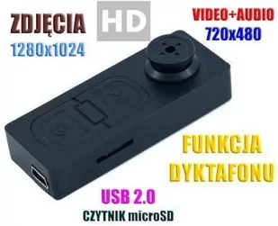 Szpiegowski Guzik (HD), Nagrywający Obraz i Dźwięk + Rejestrator Dźwięku + Aparat Foto... - Minikamery i aparaty szpiegowskie - miniaturka - grafika 1