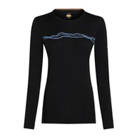 Koszulki i topy damskie - Koszulka damska Icebreaker Merino 200 Oasis LS Crewe Mountain Pulse Black S - miniaturka - grafika 1