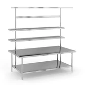 Stoły gastronomiczne - Stół roboczy ze stali nierdzewnej z nadstawką, 1800 x 1050 x 2100 mm - miniaturka - grafika 1