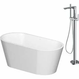 Cersanit Crea Zestaw Wanna wolnostojąca 159,5x74,5 cm  bateria wannowa wolnostojąca chrom S601-141 - Wanny - miniaturka - grafika 2