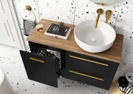 Szafki łazienkowe - Elita 167652 KOMODA KWADRO PLUS 40 Z KOSZEM CARGO BLACK HG PDW - miniaturka - grafika 1