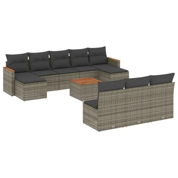Zestaw mebli ogrodowych modułowych szary rattan PE 55x62x69 cm