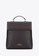 Torebki damskie - Damski plecak ze skóry naturalnej z klapą ciemny brąz - miniaturka - grafika 1